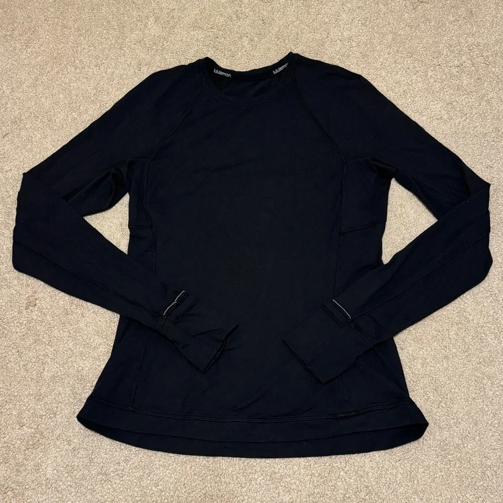 Lululemon It’s Rulu Run Long Sleeve Size 10 Black Athletic Running Fitted Top